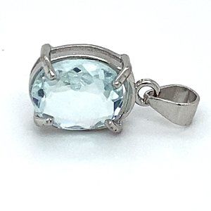 Aquamarine 1.40ct White Gold Finish Silver Pendant